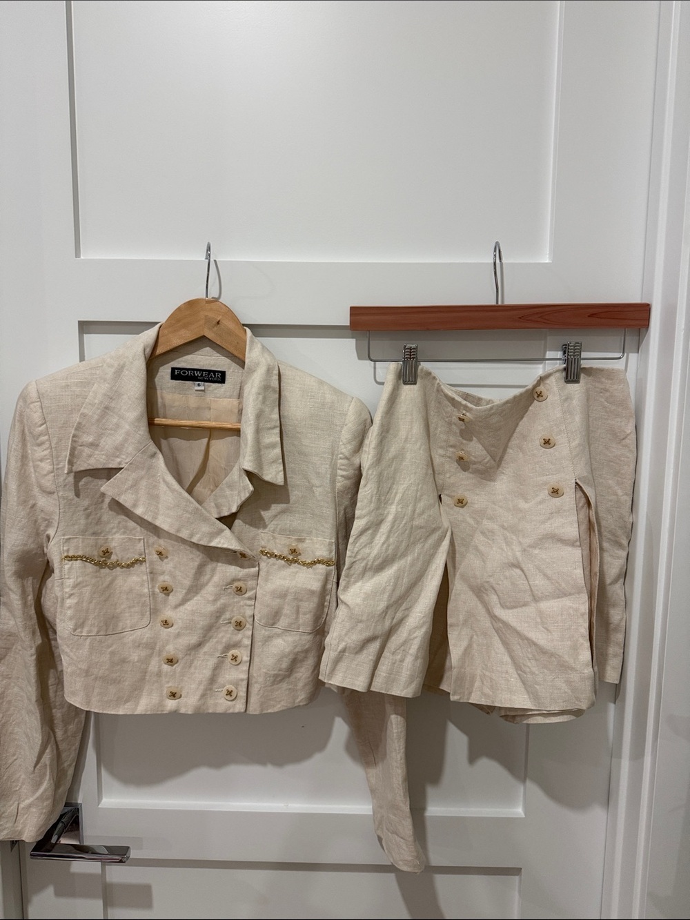 Vintage linen skort suit set